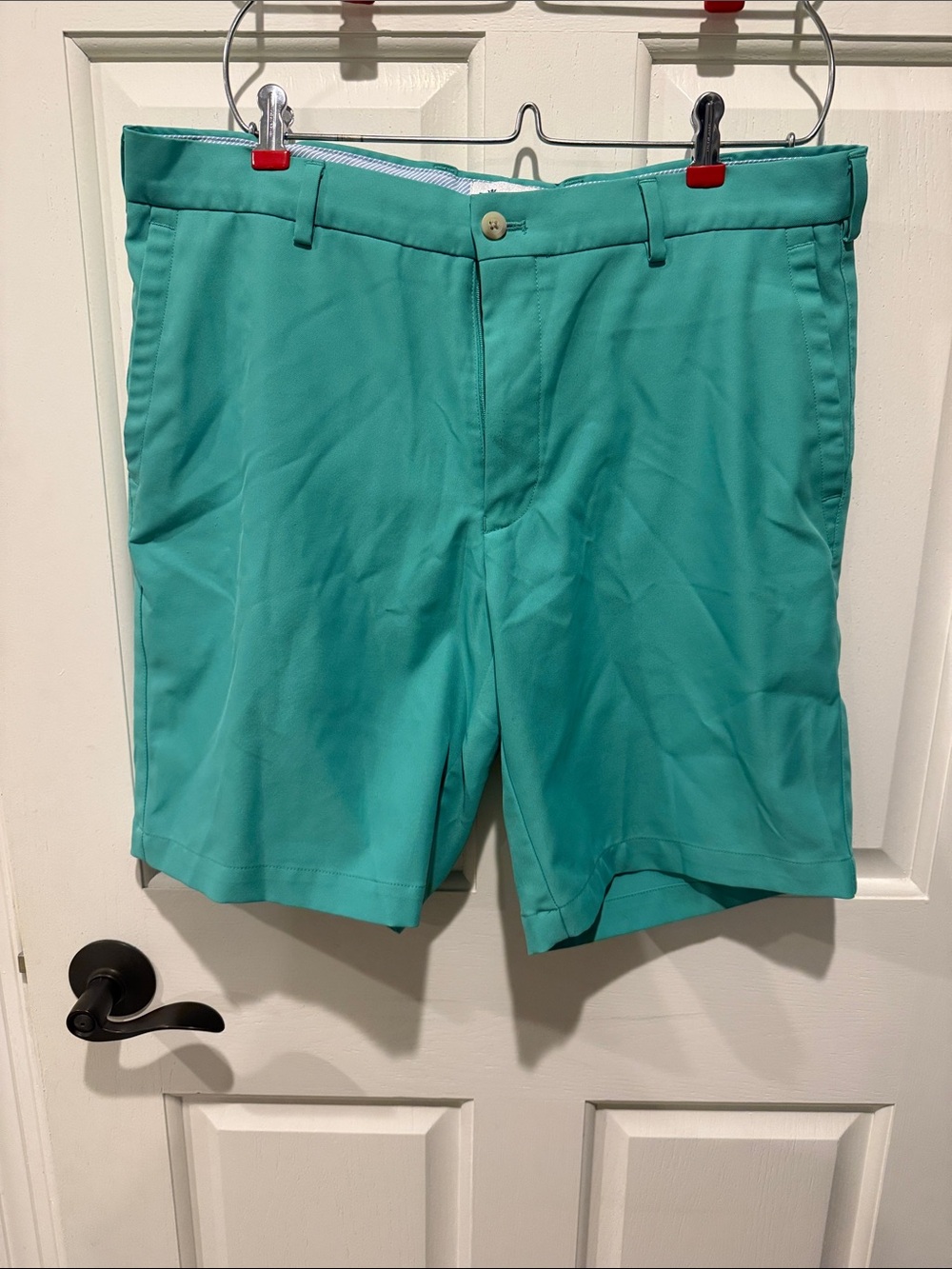 Peter Millar Turquoise Flat-Front Golf Shorts